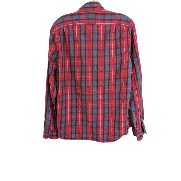 J Crew Brushed Flannel Shirt Mens Size Med Midweight Red Buffalo Plaid Classic - Picture 2 of 4